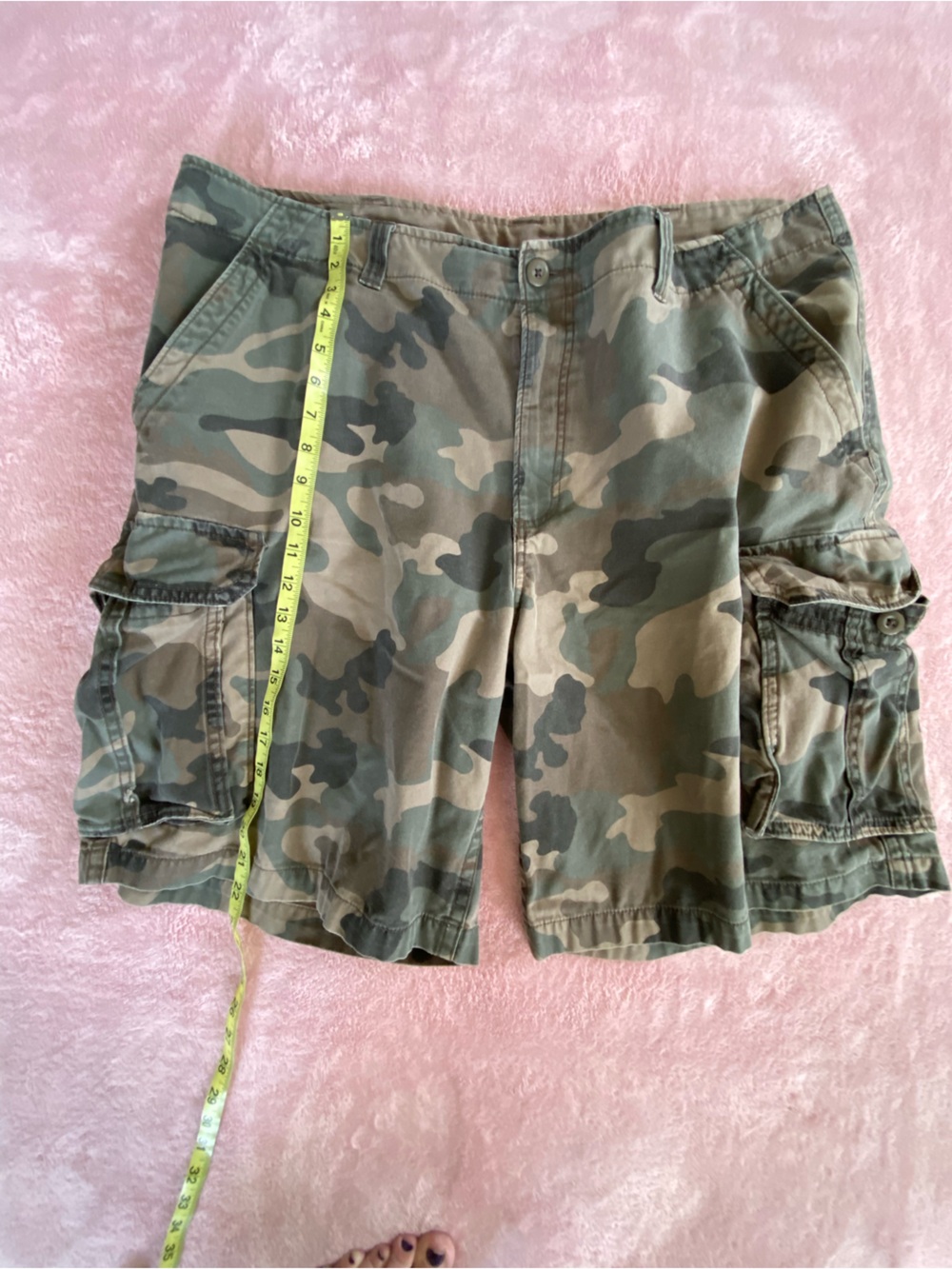 Faded Glory Boys Camo Cargo Shorts - Green and Tan
